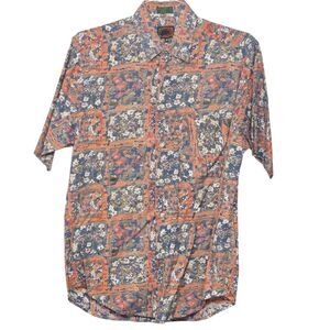 Boston Traders Mens Shirt Medium Button Up Impressionism Floral Print Casual